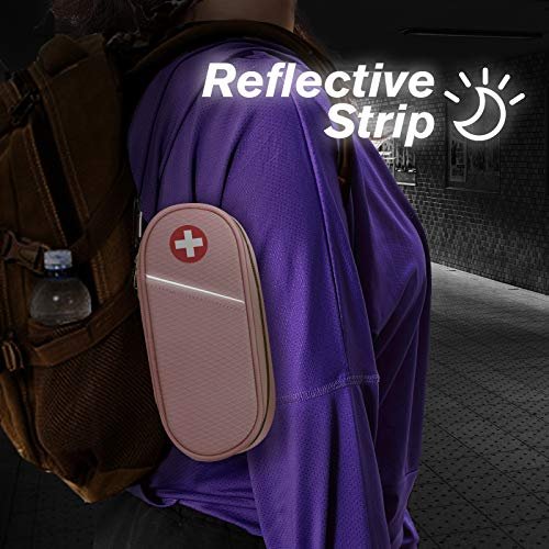 SITHON EpiPen Medizinisches Aufbewahrungsetui Isoliert, Reise-Medikamenten-Organizer-Tasche für 2 EpiPens, Asthma-Inhalator, Antihistaminikum, Auvi-Q, Allergie-Medikamente, Rosa