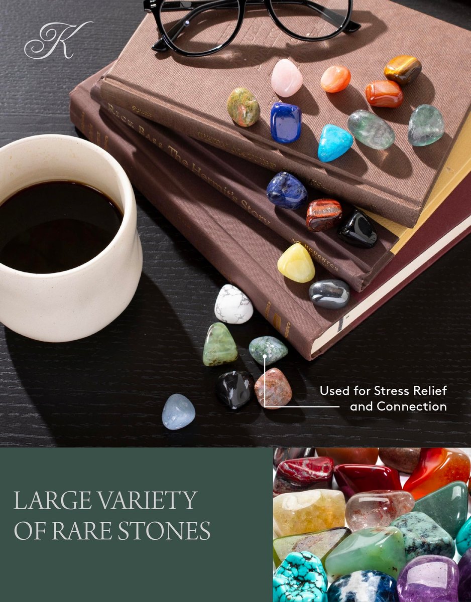 KALIFANO Bulk Tumbled Stones – Über 1.000 Karat gemischte polierte Heilsteine & Kristalle für Reiki, Basteln, Kinder & Dekoration (inkl. Rosenquarz, Howlith Türkis, Fluorit, Unakit, Lapislazuli)