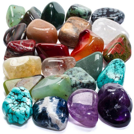 KALIFANO Bulk Tumbled Stones – Über 1.000 Karat gemischte polierte Heilsteine & Kristalle für Reiki, Basteln, Kinder & Dekoration (inkl. Rosenquarz, Howlith Türkis, Fluorit, Unakit, Lapislazuli)