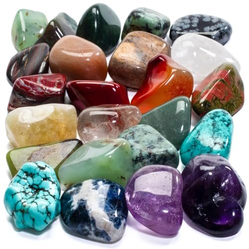 KALIFANO Bulk Tumbled Stones – Über 1.000 Karat gemischte polierte Heilsteine & Kristalle für Reiki, Basteln, Kinder & Dekoration (inkl. Rosenquarz, Howlith Türkis, Fluorit, Unakit, Lapislazuli)