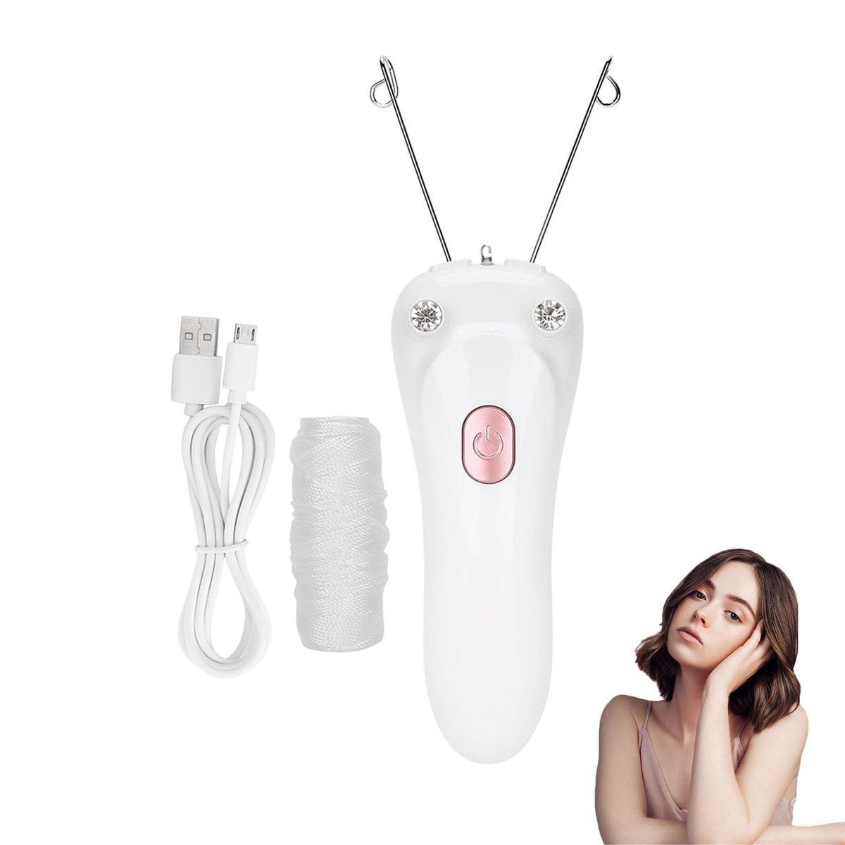 Elektrischer Faden-Epilator für Gesicht und Körper – USB wiederaufladbar, sanfte Haarentfernung (Rosa/Gold)