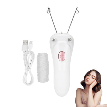 Elektrischer Faden-Epilator für Gesicht und Körper – USB wiederaufladbar, sanfte Haarentfernung (Rosa/Gold)