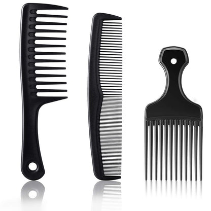 Patelai 3-teiliges Haarkamm-Set: Breitzinkiger Afro-Kamm für Männer – Entwirren und Stylen von langem, dickem, lockigem Haar – Carbonfaser-Pick-Barber-Bürstenwerkzeug