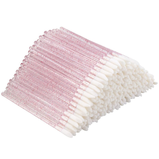 300 Stück Einweg-Lippenapplikatoren, Disposable Lip Brushes, Kristall-Lippenstift-Lippenglanz-Stäbchen, Pink