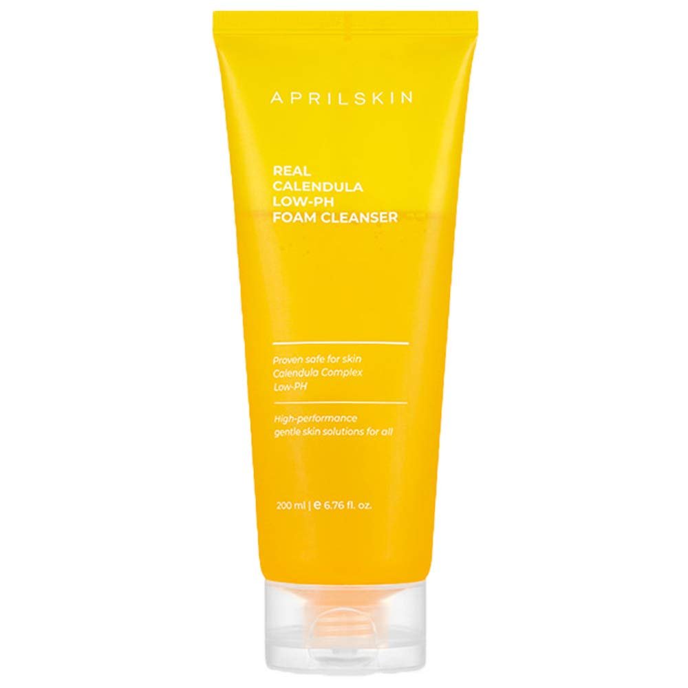 APRILSKIN Calendula Low pH Gel Cleanser – Vegan, tierversuchsfrei, sanfte Tiefenreinigung mit Mikro-Mizellenblasen, 200 ml