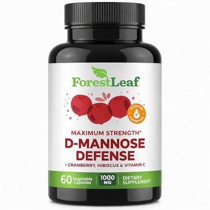 ForestLeaf D-Mannose 1000mg Kapseln – Mit Cranberry, Hibiskus & Vitamin C für die Harnwegsgesundheit von Frauen und Männern – 60 Kapseln