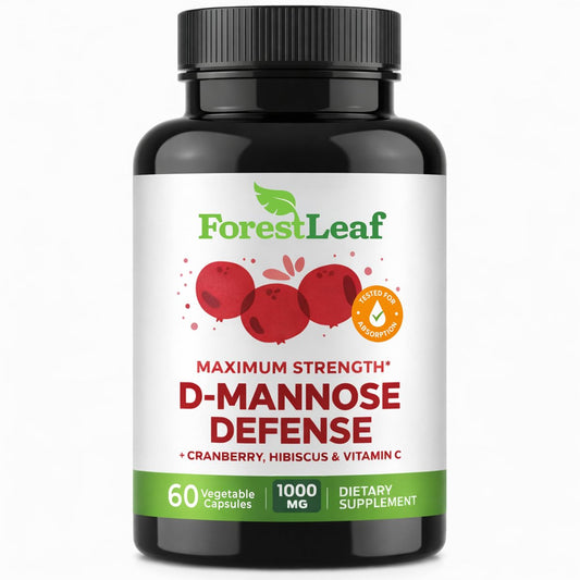 ForestLeaf D-Mannose 1000mg Kapseln – Mit Cranberry, Hibiskus & Vitamin C für die Harnwegsgesundheit von Frauen und Männern – 60 Kapseln