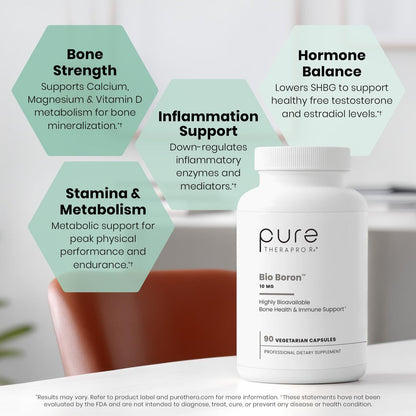Bio Boron, 10mg/Kapsel, Bororganischer Glycin-Boron-Komplex für Männer & Frauen, veganes Mineralstoffpräparat für Knochen, Herz-Kreislauf-Funktion & Immununterstützung, 90 vegetarische Kapseln