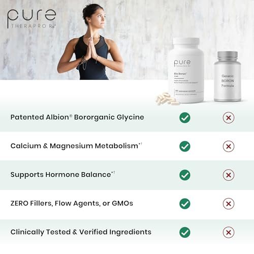 Bio Boron, 10mg/Kapsel, Bororganischer Glycin-Boron-Komplex für Männer & Frauen, veganes Mineralstoffpräparat für Knochen, Herz-Kreislauf-Funktion & Immununterstützung, 90 vegetarische Kapseln