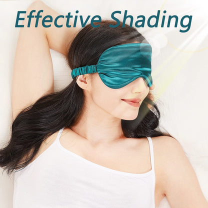 LERSVICVIL Schlafmaske 4er Pack – Seidige Augenmaske aus Satin mit elastischem Band für Reisen und Nickerchen – für Damen und Herren (Schwarz, Silber, Pink und Dunkelgrün)