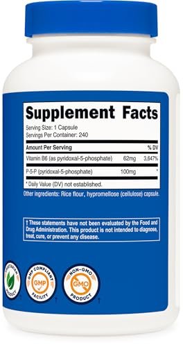 Nutricost P5P Vitamin B6 Supplement 100mg, 240 Kapseln (Pyridoxal-5-Phosphat) - Vegetarierfreundlich, Nicht-GVO, Glutenfrei