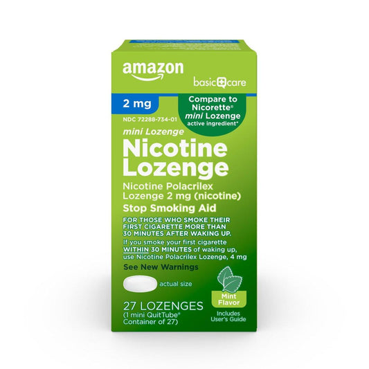 Basic Care Mini Nikotin-Polacrilex Lutschtablette 2 mg, Minzgeschmack, Raucherentwöhnungshilfe, 27 Stück