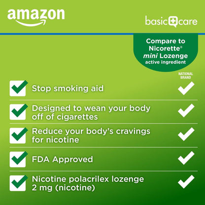 Basic Care Mini Nikotin-Polacrilex Lutschtablette 2 mg, Minzgeschmack, Raucherentwöhnungshilfe, 27 Stück