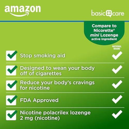 Basic Care Mini Nikotin-Polacrilex Lutschtablette 2 mg, Minzgeschmack, Raucherentwöhnungshilfe, 27 Stück