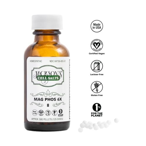 Jackson's #8 Zellsalz Mag Phos 6X (500 Pellets) – Vegane & Laktosefreie Schuessler Gewebesalze Magnesia Phosphorica 6X (Hergestellt in den USA)
