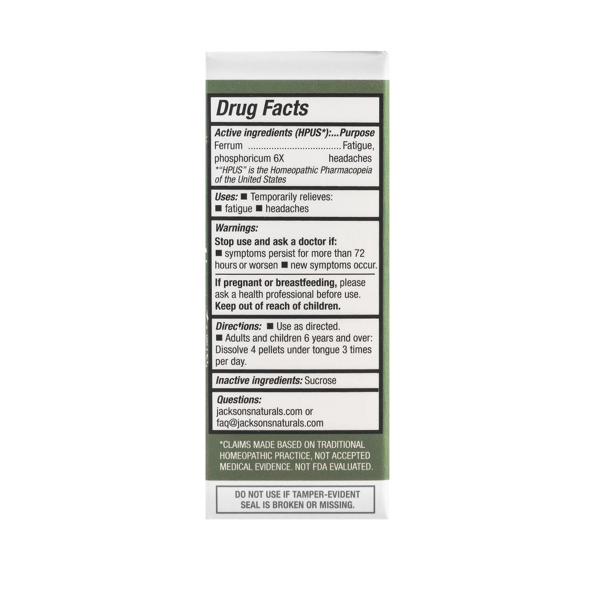 Jackson's #4 Zellsalz Ferr phos 6X (500 Pellets) – Veganes, laktosefreies Schuessler-Salz Ferrum phosphoricum 6X (Hergestellt in den USA)