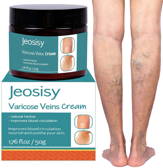 Jeosisy Krampfader-Creme für Beine – Beruhigende Creme gegen Krampfadern und Besenreiser, 50 ml
