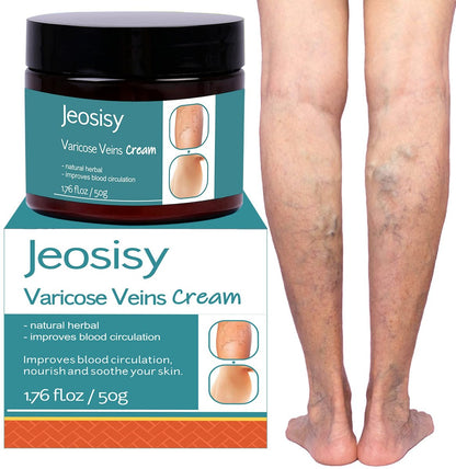 Jeosisy Krampfader-Creme für Beine – Beruhigende Creme gegen Krampfadern und Besenreiser, 50 ml