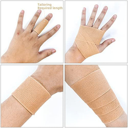 24er Pack 2" x 5 Yards Carbou Selbstklebende Bandagen Vorwickel, Athletische Elastische Kohäsionsbandage für Sport, Verletzungen, Behandlungen und Genesung, Erste-Hilfe-Veterinärwickel für Katze, Hund - Beige