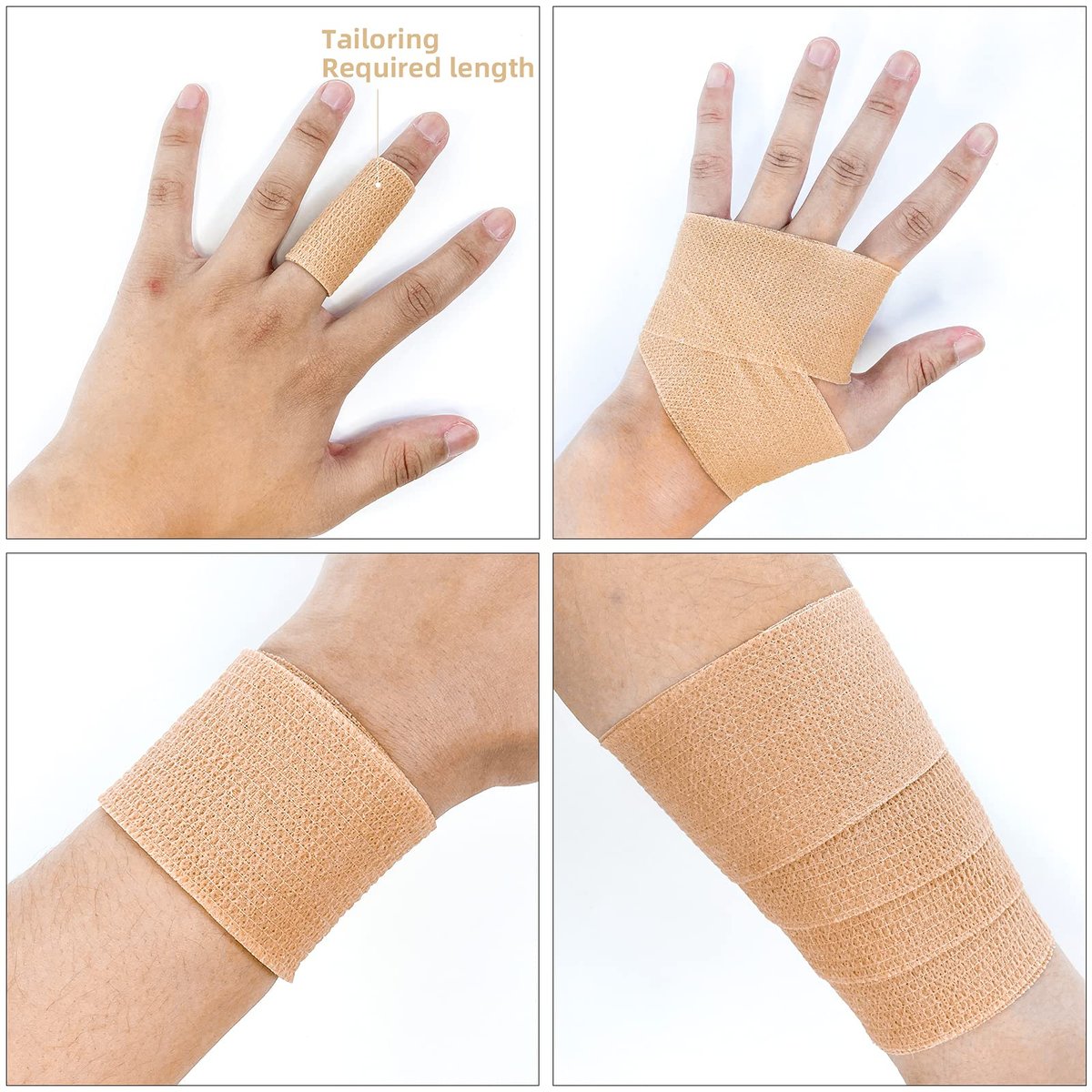 24er Pack 2" x 5 Yards Carbou Selbstklebende Bandagen Vorwickel, Athletische Elastische Kohäsionsbandage für Sport, Verletzungen, Behandlungen und Genesung, Erste-Hilfe-Veterinärwickel für Katze, Hund - Beige