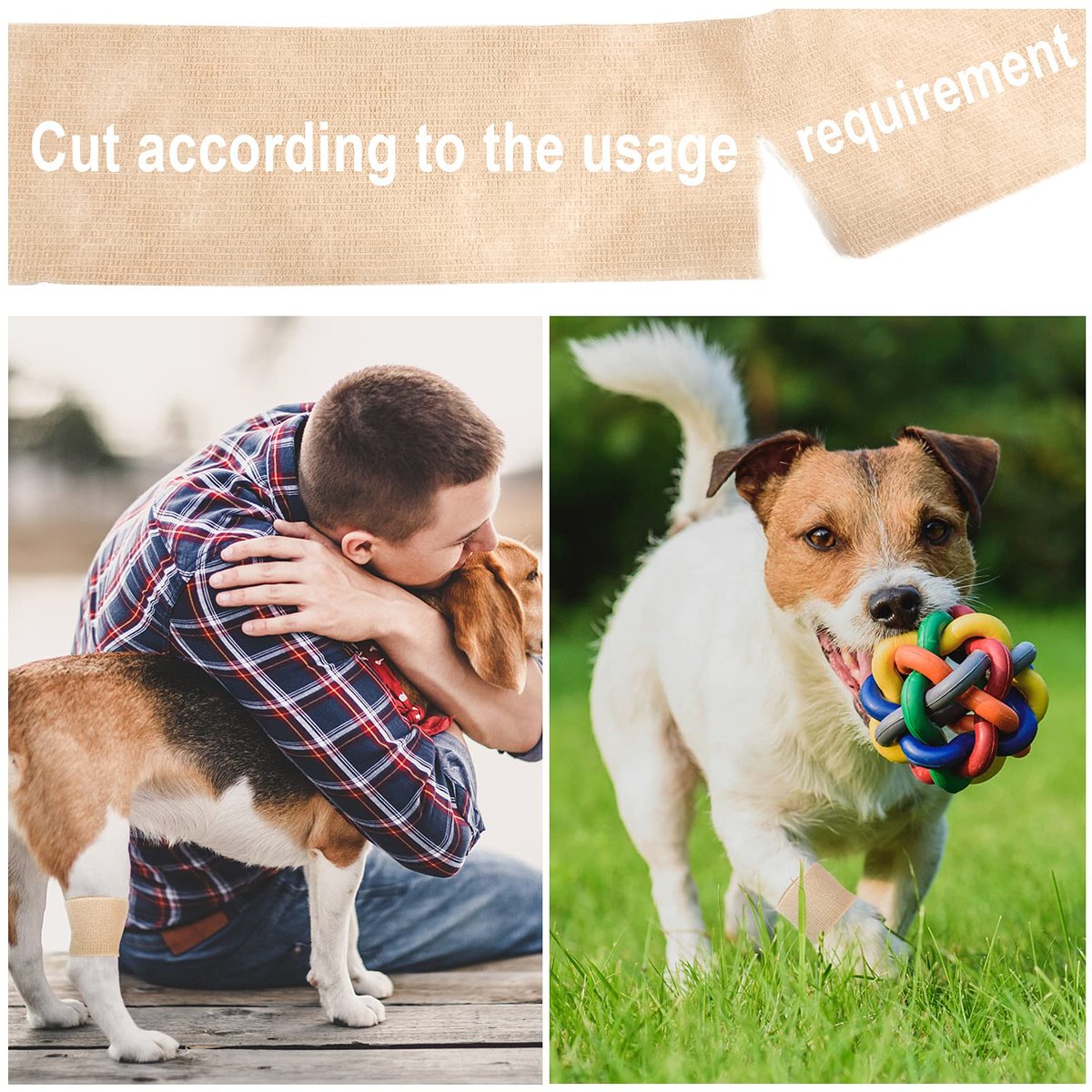 24er Pack 2" x 5 Yards Carbou Selbstklebende Bandagen Vorwickel, Athletische Elastische Kohäsionsbandage für Sport, Verletzungen, Behandlungen und Genesung, Erste-Hilfe-Veterinärwickel für Katze, Hund - Beige