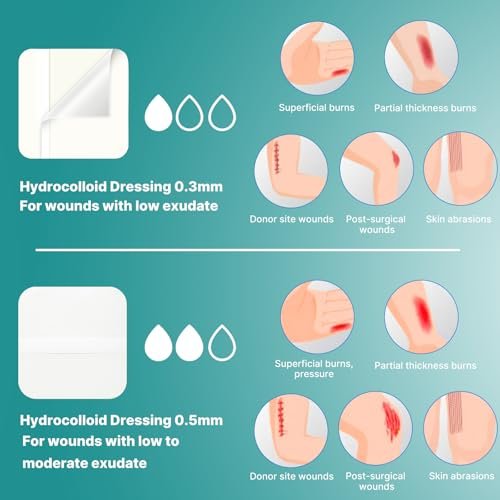 Dimora Hydrokolloid Wundverband, 10 Stück ultradünn 10x10 cm großes Pflaster mit Selbstklebung, schnelle Heilung bei Dekubitus, Verbrennungen, Blasen, Akne-Pflege, steril und wasserdicht