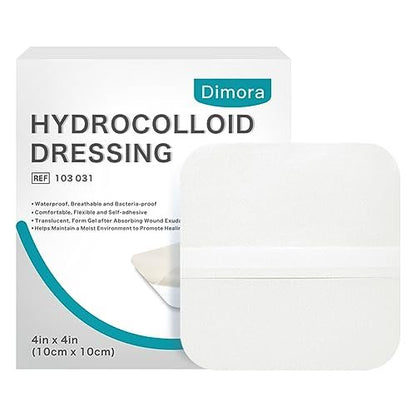 Dimora Hydrokolloid Wundverband, 10 Stück ultradünn 10x10 cm großes Pflaster mit Selbstklebung, schnelle Heilung bei Dekubitus, Verbrennungen, Blasen, Akne-Pflege, steril und wasserdicht