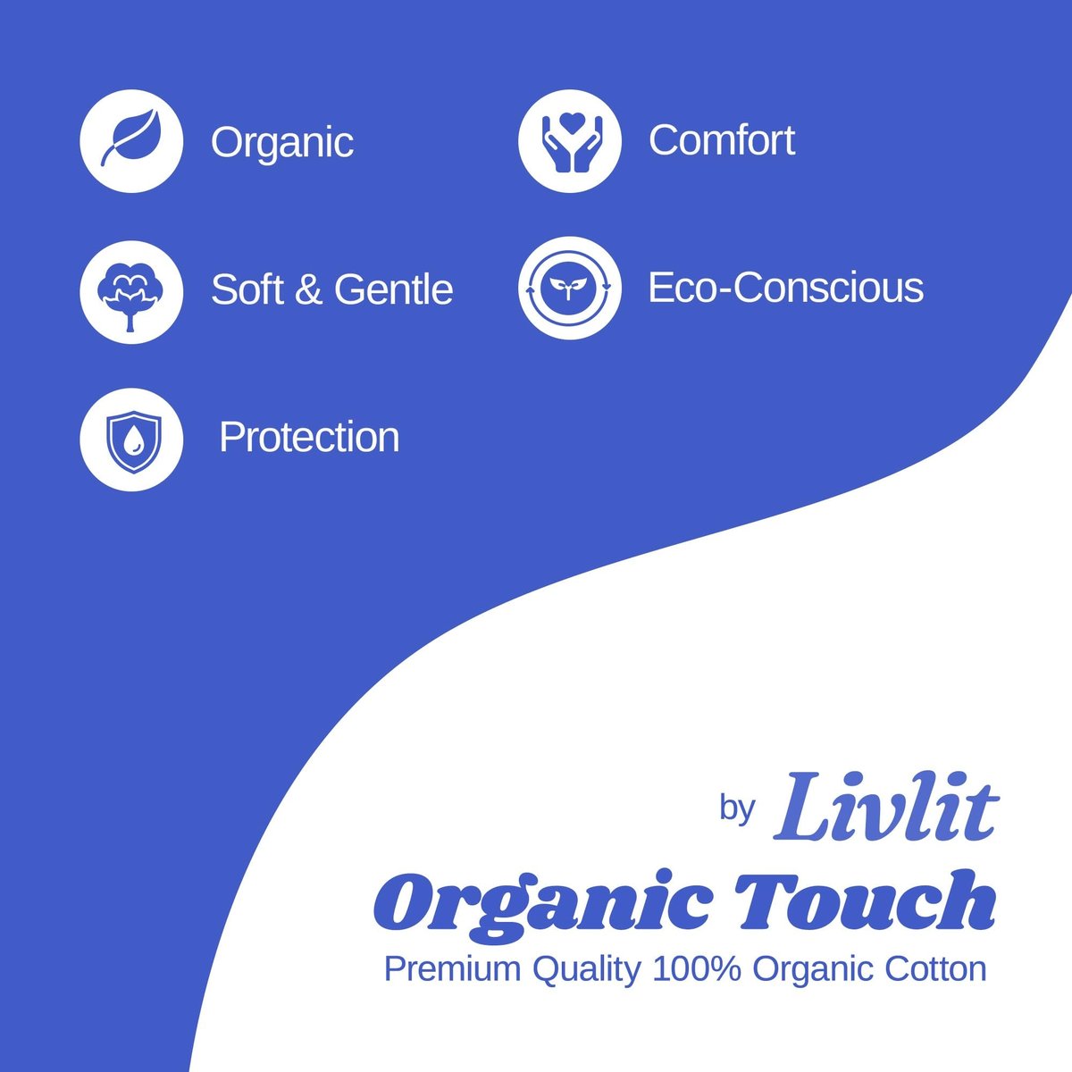 Livlit Ultra Dünne Slipeinlagen, 100% zertifizierte Bio-Baumwolle aus Texas, leichte Saugfähigkeit, chlorfrei, unparfümiert, hypoallergen (40 Stück)