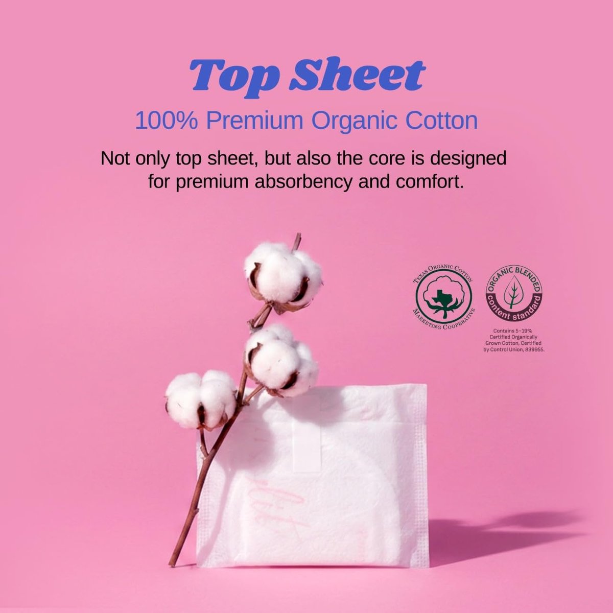 Livlit Ultra Dünne Slipeinlagen, 100% zertifizierte Bio-Baumwolle aus Texas, leichte Saugfähigkeit, chlorfrei, unparfümiert, hypoallergen (40 Stück)