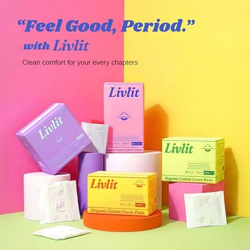 Livlit Ultra Dünne Slipeinlagen, 100% zertifizierte Bio-Baumwolle aus Texas, leichte Saugfähigkeit, chlorfrei, unparfümiert, hypoallergen (40 Stück)