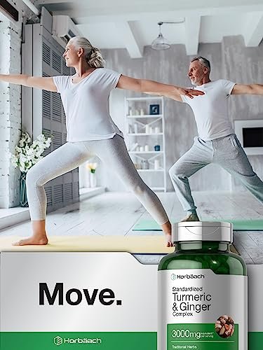 Horbäach Kurkuma & Ingwer Kapseln | 180 Softgels mit Schwarzem Pfeffer Extrakt | Nicht-GVO, Glutenfrei