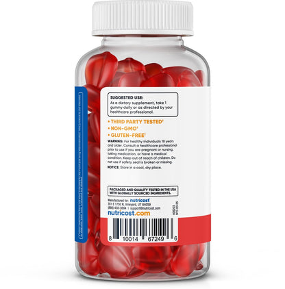 Nutricost Apfelessig Gummies 500mg, 120 Stück, Apfelgeschmack - Glutenfrei, Nicht-GVO, Ohne Maissirup