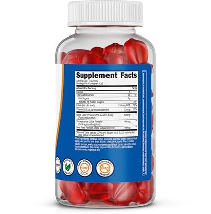 Nutricost Apfelessig Gummies 500mg, 120 Stück, Apfelgeschmack - Glutenfrei, Nicht-GVO, Ohne Maissirup