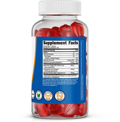 Nutricost Apfelessig Gummies 500mg, 120 Stück, Apfelgeschmack - Glutenfrei, Nicht-GVO, Ohne Maissirup