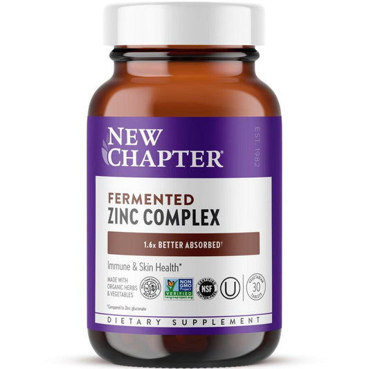 New Chapter Zink-Komplex, fermentiert, 30 Kapseln – tägliche Unterstützung für Immunsystem & Hautgesundheit mit Kupfer