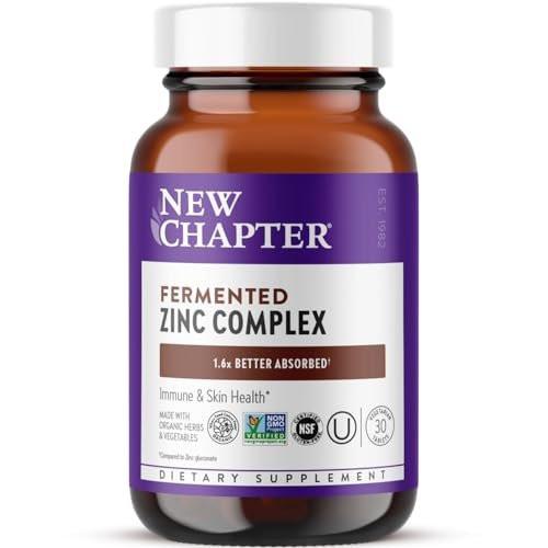 New Chapter Zink-Komplex, fermentiert, 30 Kapseln – tägliche Unterstützung für Immunsystem & Hautgesundheit mit Kupfer