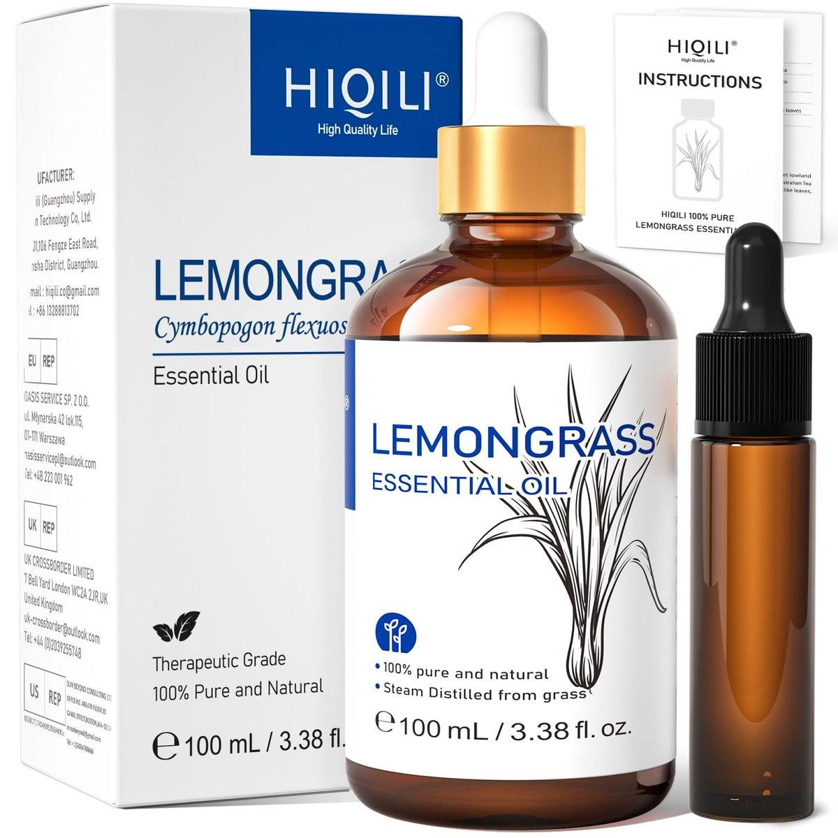 HIQILI Lemongrass Ätherisches Öl, 100% rein natürlich unverdünnt, Premium-Öl - 100 ml