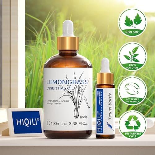 HIQILI Lemongrass Ätherisches Öl, 100% rein natürlich unverdünnt, Premium-Öl - 100 ml