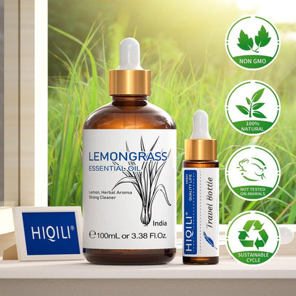 HIQILI Lemongrass Ätherisches Öl, 100% rein natürlich unverdünnt, Premium-Öl - 100 ml
