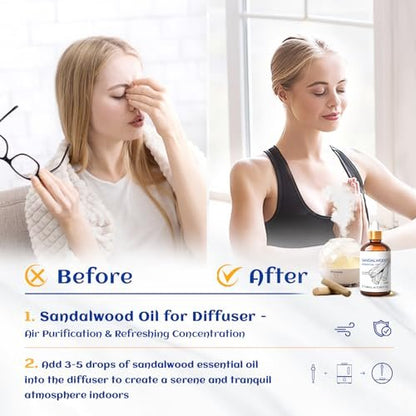 HIQILI Sandelholz Ätherisches Öl – Lang anhaltender Duft für Parfüm, Diffuser, Seifen- & Kerzenherstellung – 100 ml