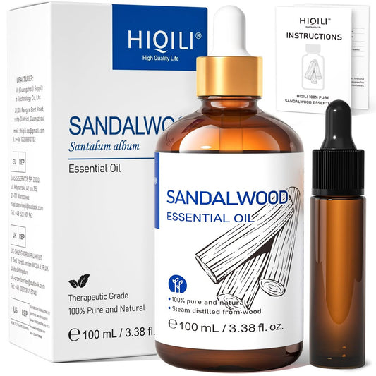 HIQILI Sandelholz Ätherisches Öl – Lang anhaltender Duft für Parfüm, Diffuser, Seifen- & Kerzenherstellung – 100 ml