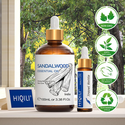 HIQILI Sandelholz Ätherisches Öl – Lang anhaltender Duft für Parfüm, Diffuser, Seifen- & Kerzenherstellung – 100 ml