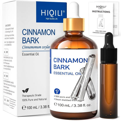 HIQILI Zimt ätherisches Öl 100% rein natürlich – 100 ml für Diffuser, Aromatherapie, Garten & Küche – Indoor & Outdoor