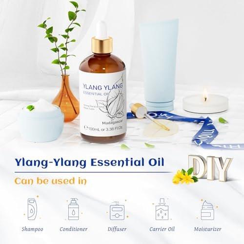 HIQILI Ylang-Ylang ätherisches Öl, langanhaltender Duft für Diffuser, Parfüms, Aromatherapie, DIY - 100 ml