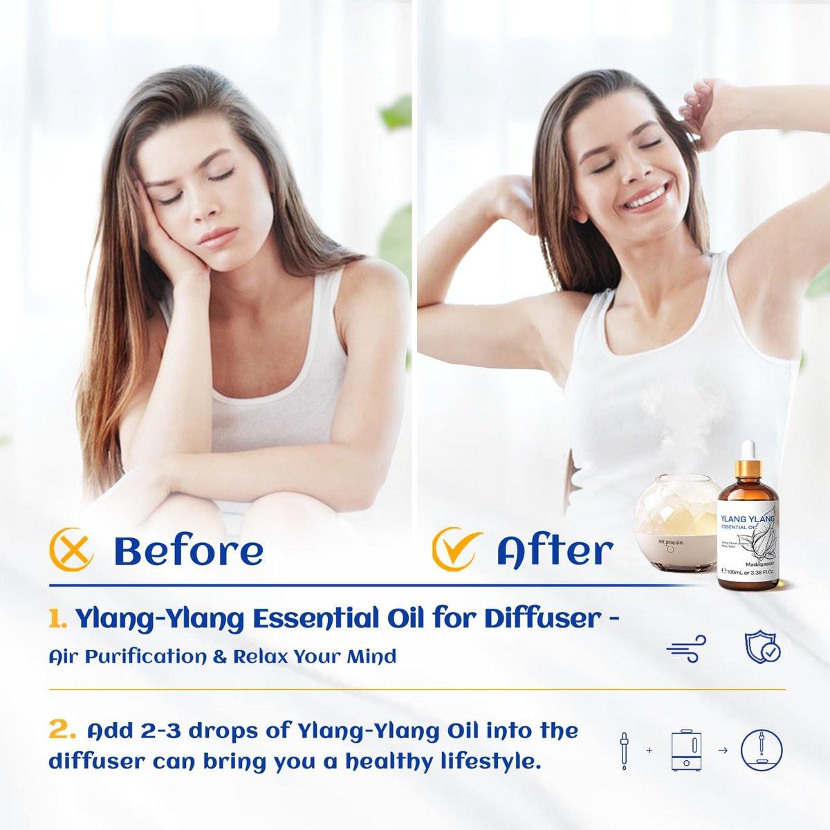 HIQILI Ylang-Ylang ätherisches Öl, langanhaltender Duft für Diffuser, Parfüms, Aromatherapie, DIY - 100 ml