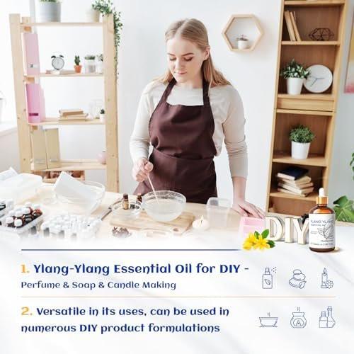 HIQILI Ylang-Ylang ätherisches Öl, langanhaltender Duft für Diffuser, Parfüms, Aromatherapie, DIY - 100 ml