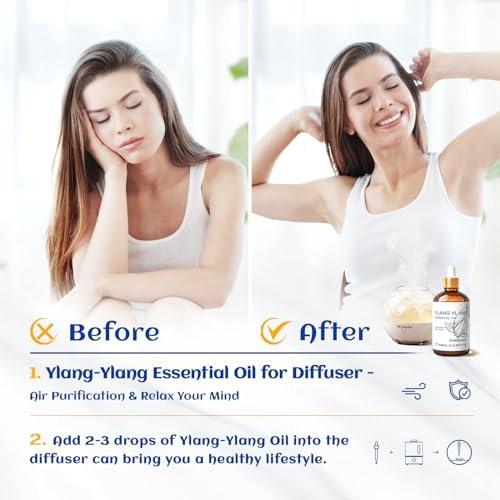 HIQILI Ylang-Ylang ätherisches Öl, langanhaltender Duft für Diffuser, Parfüms, Aromatherapie, DIY - 100 ml