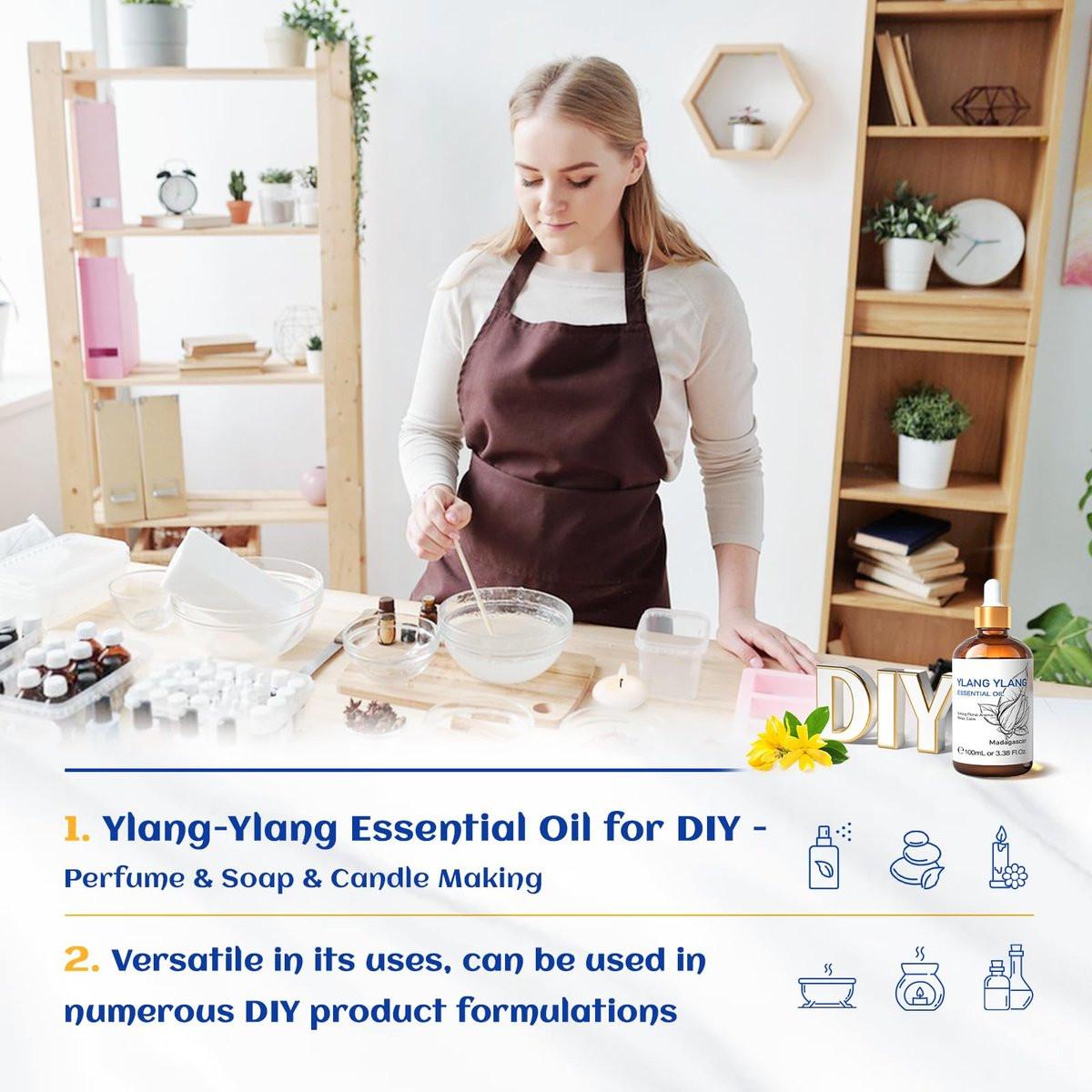 HIQILI Ylang-Ylang ätherisches Öl, langanhaltender Duft für Diffuser, Parfüms, Aromatherapie, DIY - 100 ml