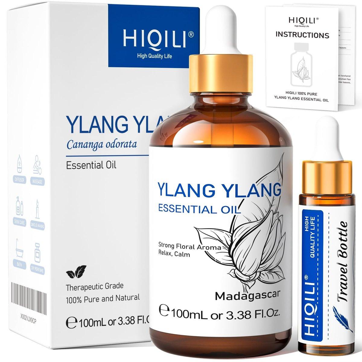 HIQILI Ylang-Ylang ätherisches Öl, langanhaltender Duft für Diffuser, Parfüms, Aromatherapie, DIY - 100 ml