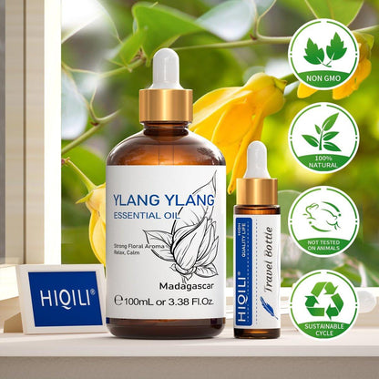 HIQILI Ylang-Ylang ätherisches Öl, langanhaltender Duft für Diffuser, Parfüms, Aromatherapie, DIY - 100 ml
